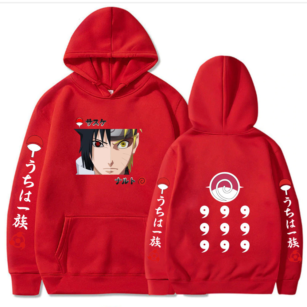 Naruto Print Fleece Hooded Sweatshirt