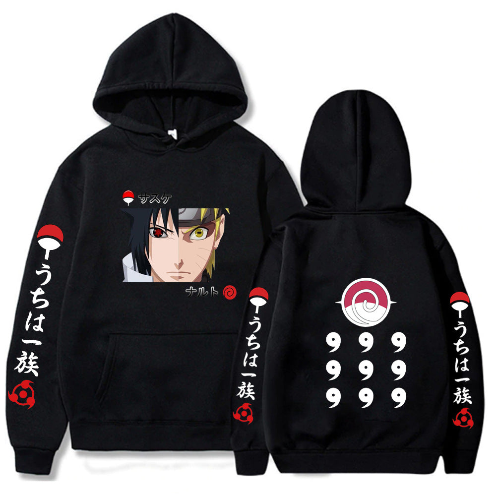 Naruto Print Fleece Hooded Sweatshirt