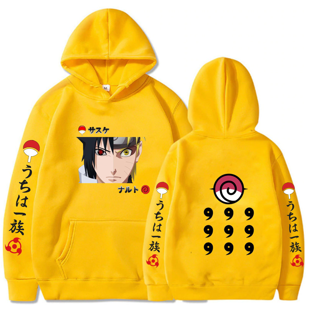 Naruto Print Fleece Hooded Sweatshirt