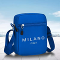 Milano Italy royal blue crossbody messenger bag with front zip pocket and adjustable shoulder strap